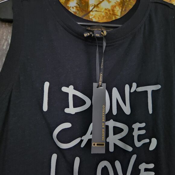 Dont Care Tank Top Jeans By Buffalo Women’s M Black Sleeveless Tassel Back Icona - Picture 5 of 5